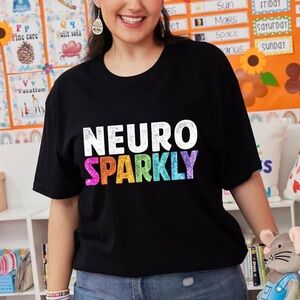 Black and rainbow 'Neuro Sparkly' T-shirt ADHD, Autism, Neurodivergent